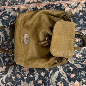 Fossil Olive Leather Backpack